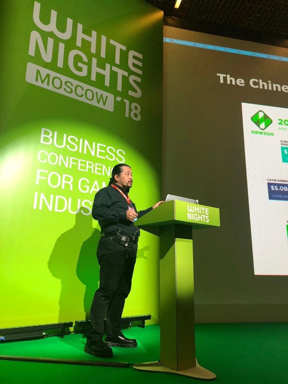 At the podium, White Nights Moscow 2018 business conference